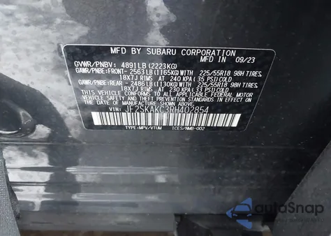 2024 Subaru Forester Limited from USA, damaged, VIN JF2SKAKC3RH402854